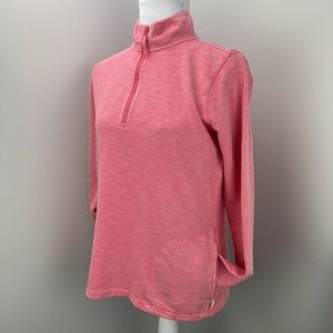 Orvis 1/4 zip pullover Sweater pink Space dye long sleeve pockets small